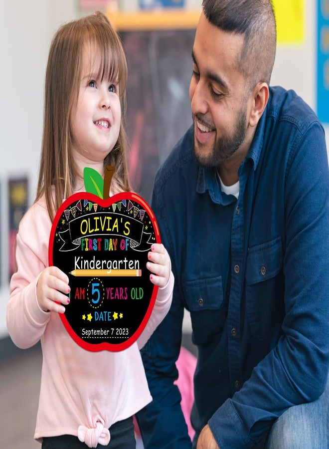 WhatSign First Day of School Sign Board - Double Sided 10.3" X 11.3" First Day of School Apple Chalkboard - Back to School 1st Day of School Sign for Kids - Image 4