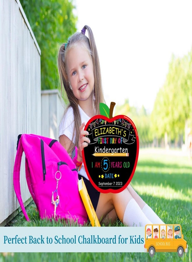 WhatSign First Day of School Sign Board - Double Sided 10.3" X 11.3" First Day of School Apple Chalkboard - Back to School 1st Day of School Sign for Kids - Image 3