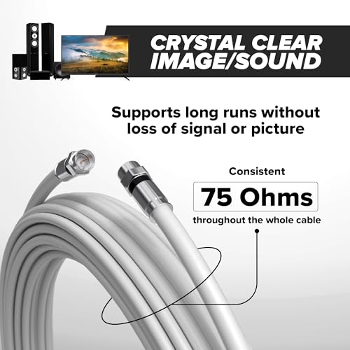 THE CIMPLE CO Coaxial Cable, 100 FT, RG6, Coax, TV Wire, Flexible, Indoor/Outdoor, Cable for High-Speed Internet, Dual Shielded, CATV, UV Resistant, CL2 Rated, 30 Meters, White - Image 5