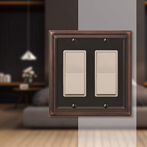 AMERELLE 94RRVB Continental Double Rocker Cast Metal Wallplate in Aged Bronze - Image 3