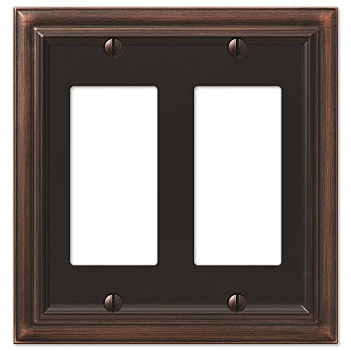 AMERELLE 94RRVB Continental Double Rocker Cast Metal Wallplate in Aged Bronze - Image 1
