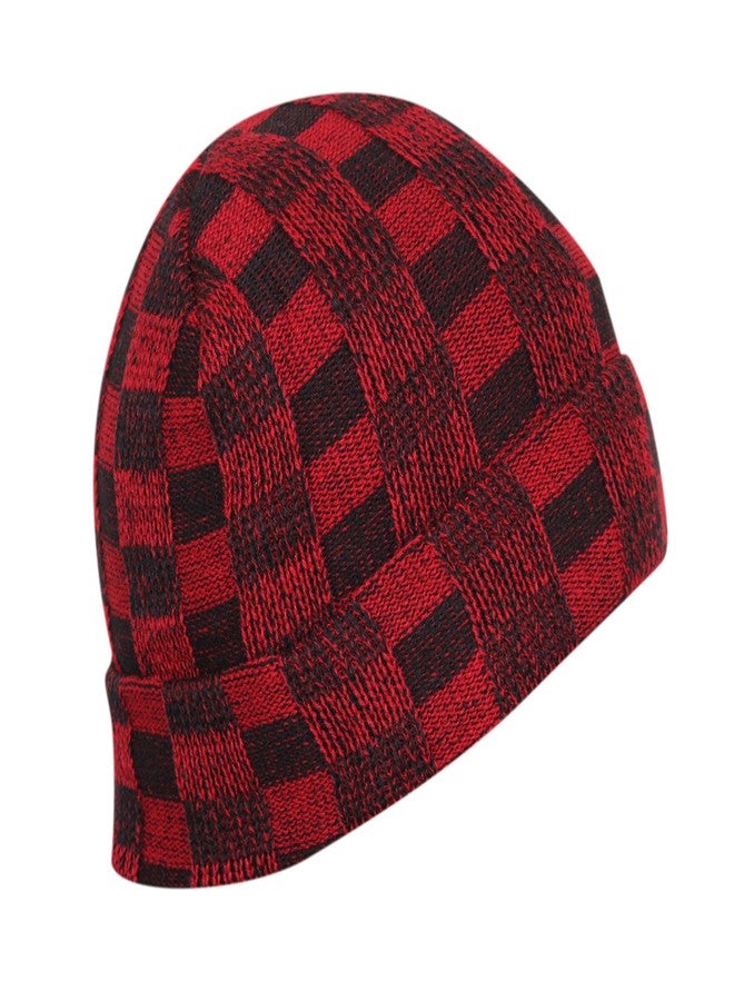 FabSeasons Acrylic Woolen Winter Skull Cap Red - Image 1