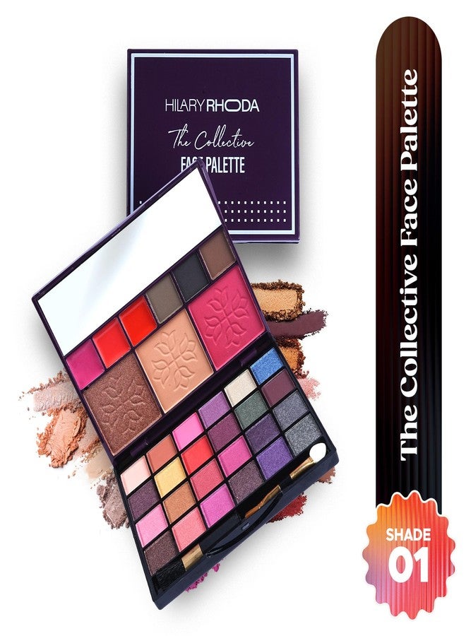 Hilary Rhoda The Collective Face Palette | 3 Cream Lip glosses | 3 Eyebrow Colours | Highlighter | Contour & Blush | 24 Eyeshadow | Highly Pigmented Face Palette | Blends Easily | Makeup kit for women | 55g (Multi-1) - Image 2