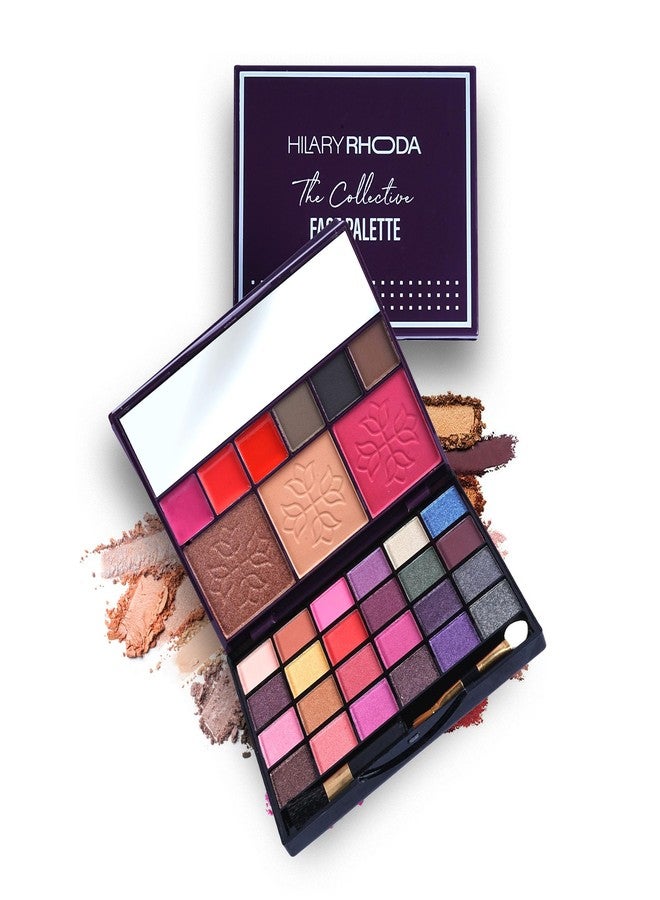Hilary Rhoda The Collective Face Palette | 3 Cream Lip glosses | 3 Eyebrow Colours | Highlighter | Contour & Blush | 24 Eyeshadow | Highly Pigmented Face Palette | Blends Easily | Makeup kit for women | 55g (Multi-1) - Image 1