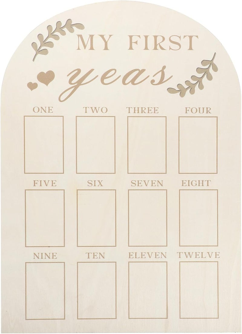 Wooden Milestone Picture Frame 12 Months Photo Display for Newborn First Year Keepsake Nursery Décor - Image 1