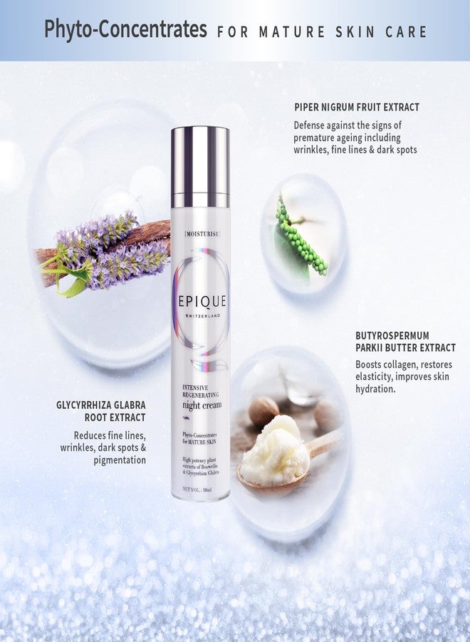 EPIQUE,Switzerland Intensive Regenerating Night Cream | Improves Skin Elasticity & Density | Reduces Fine Lines & Wrinkles | Dermatologically Tested, (50ml) - Image 3