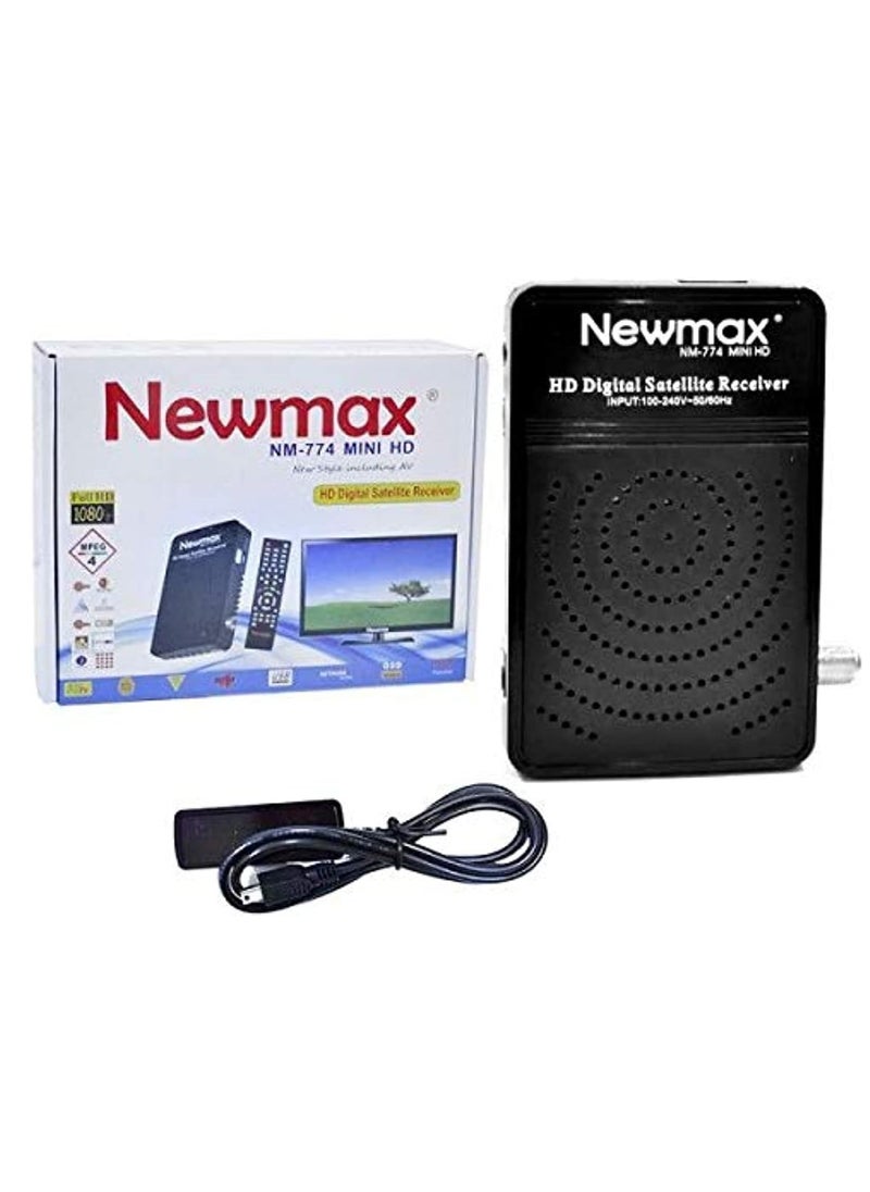نيوماكس جهاز استقبال الأقمار الصناعية الرقمي NM-774 Mini MAX عالي الدقة بدقة 1080 بكسل مع دعم USB باللون الأسود  - Image 1