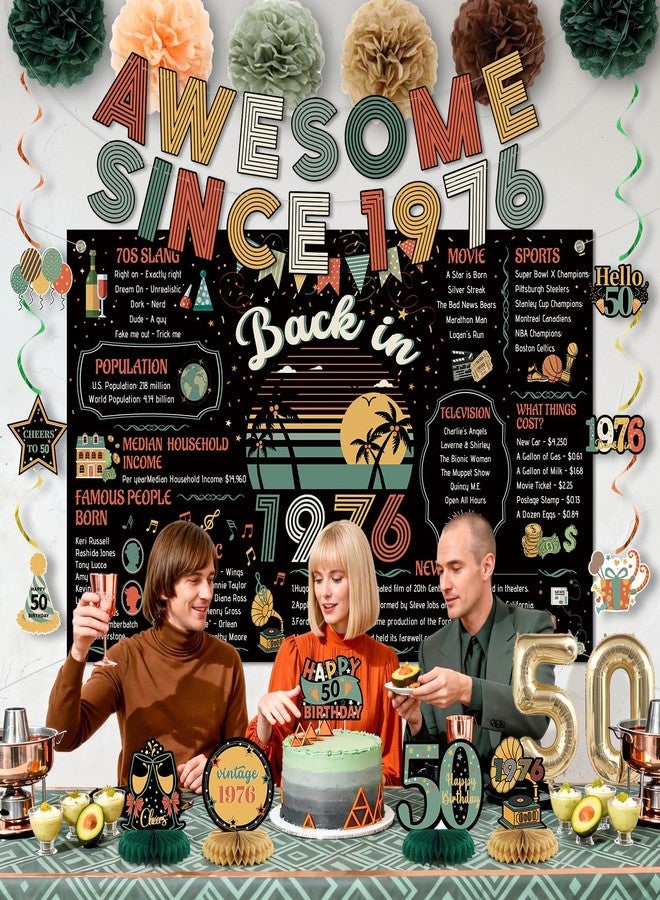 Roetyce Black Back In 1976 Banner 50th Birthday Decor - Image 3