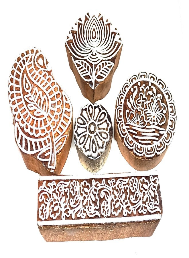 MasterLock Wooden Printing Blocks Kerry, Lotus Flower, Round, Border Printing - Image 5
