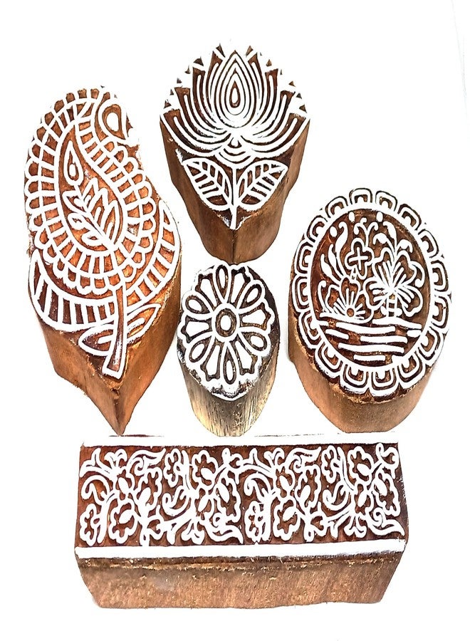 MasterLock Wooden Printing Blocks Kerry, Lotus Flower, Round, Border Printing - Image 1