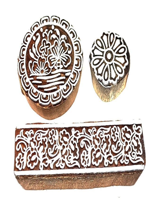 MasterLock Wooden Printing Blocks Kerry, Lotus Flower, Round, Border Printing - Image 2
