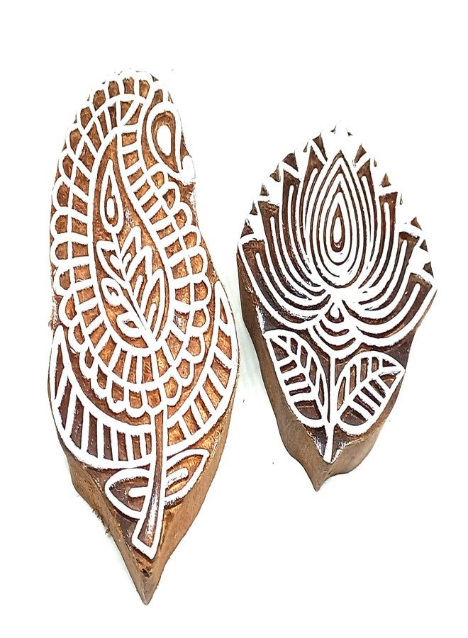 MasterLock Wooden Printing Blocks Kerry, Lotus Flower, Round, Border Printing - Image 3