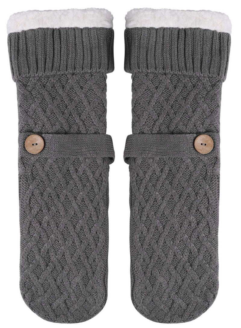 SYOSI جوارب شبشب، جوارب دافئة منفوشة، جوارب ناعمة للغاية، جوارب شتوية محبوكة، جوارب منزلية مبطنة بالصوف للرجال والنساء، جوارب شبشب منفوشة مريحة من الصوف السميك، جوارب شتوية دافئة من القطيفة - Image 3