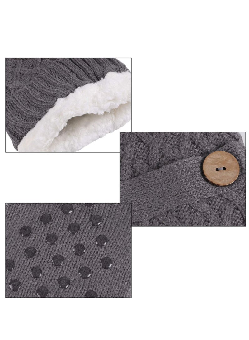 SYOSI جوارب شبشب، جوارب دافئة منفوشة، جوارب ناعمة للغاية، جوارب شتوية محبوكة، جوارب منزلية مبطنة بالصوف للرجال والنساء، جوارب شبشب منفوشة مريحة من الصوف السميك، جوارب شتوية دافئة من القطيفة - Image 4