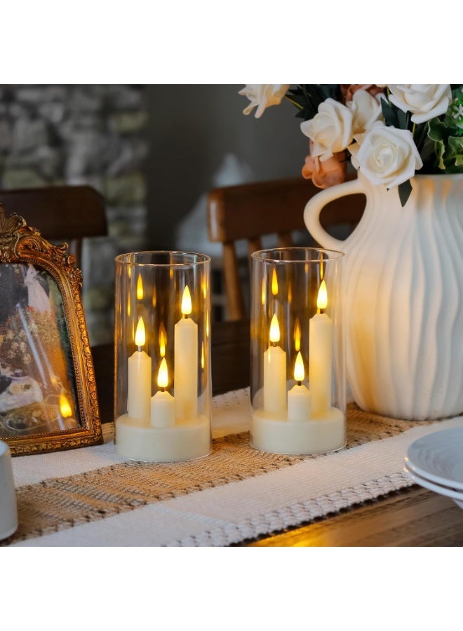 Forthcan 3 in 1 Flameless Taper Short Candles with 10 Key Remote Control and Timer, Battery Operated Pack of 2 LED Acrylic 7.5 x15cm White Pillar Flickering Warm Light - Image 4