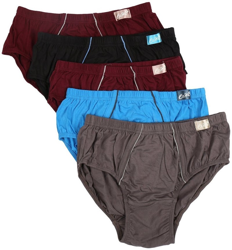 Euro Men's Cotton Briefs (Pack of 5) (Regular_Assorted_100) - Image 1