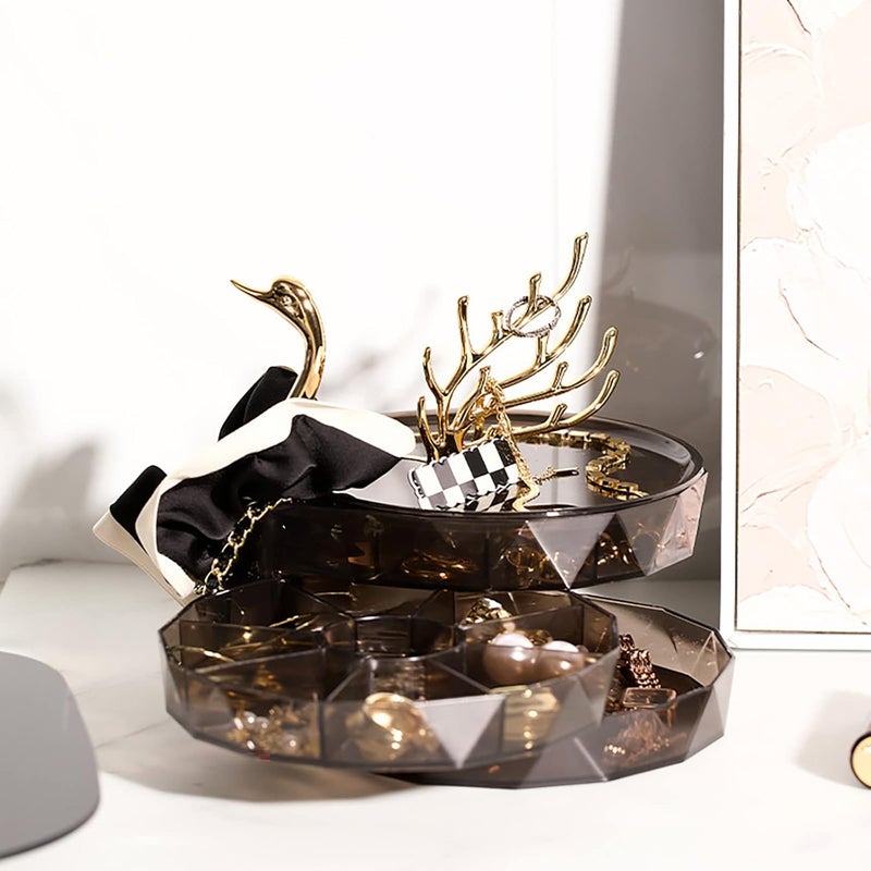 SENVIL Vanity Jewelry Display Box – Swan Organizer Case – Dustproof Lid, Waterproof Design, Ring Earring Bracelet Holder, Compact Gift Idea for Women, Teens, Bedroom & Desktop - Image 5