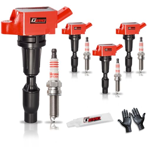 GBTAD Set of 4 Upgraded Ignition Coil Pack and Iridium Spark Plug for 2.0L 2.4L 2015-2019 Hyundai Sonata Santa Fe Tucson Genesis Kia Optima Sorento, for Sportage Stinger Replaces UF764 - Image 1