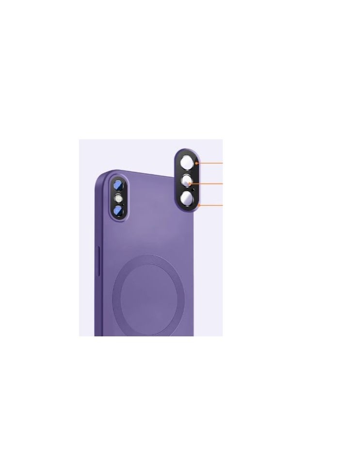 Generic - Phone Case for iPhone X / XS Magnetic Case [Adaptation with Magsafe] Matte Luxury Soft Metallic Luster Design for iPhone X / XS with Camera Protector-purple - Image 1