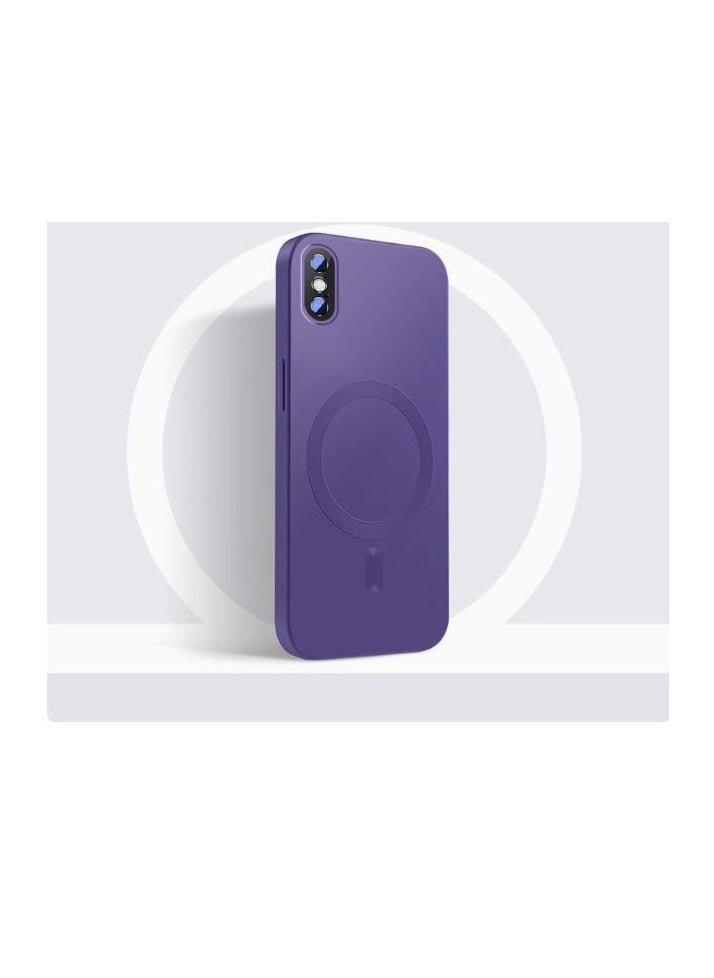 Generic - Phone Case for iPhone X / XS Magnetic Case [Adaptation with Magsafe] Matte Luxury Soft Metallic Luster Design for iPhone X / XS with Camera Protector-purple - Image 1