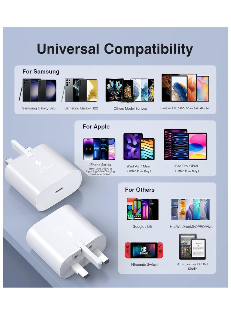 25W Super Fast Charger Compatible with Samsung, PD3.0 USB-C Charger Compatible with Samsung Galaxy S23 Ultra S23+ S23 S22 Ultra S21+ A53 5G A54 Z Fold/Flip 4 Tab S8 Ultra,with 1M Type C Cable - Image 4