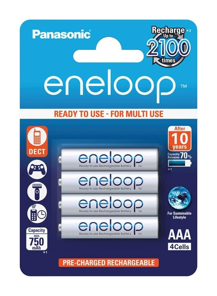 Panasonic 4-Piece Eneloop Aaa Micro Rechargeable Batteries White 