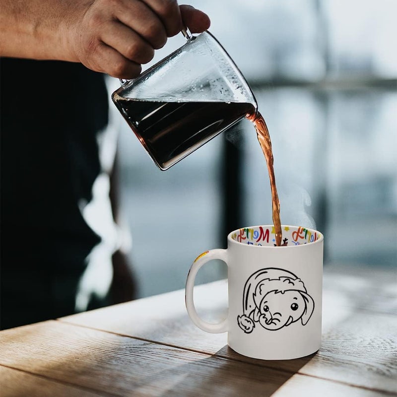 Style In Print Ceramic Christmas Coffee Mug 11 Ounces Cute Cartoon Elephant with Santa Cap Style A Funny Tea Cup Christmas Santa Cap Design Only Design Only - Image 4