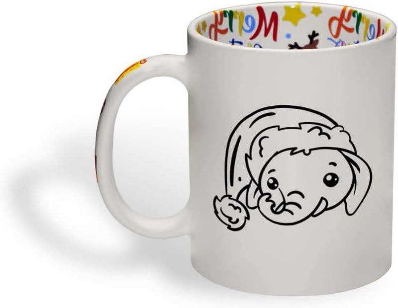Style In Print Ceramic Christmas Coffee Mug 11 Ounces Cute Cartoon Elephant with Santa Cap Style A Funny Tea Cup Christmas Santa Cap Design Only Design Only - Image 1