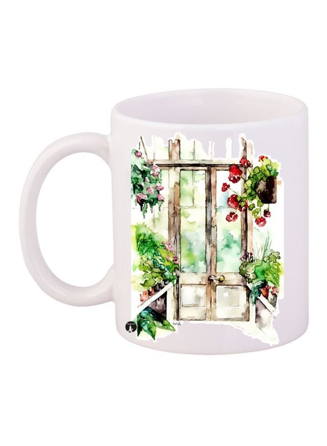 RYN Door Printed Coffee Mug White/Green/Red 11ounce