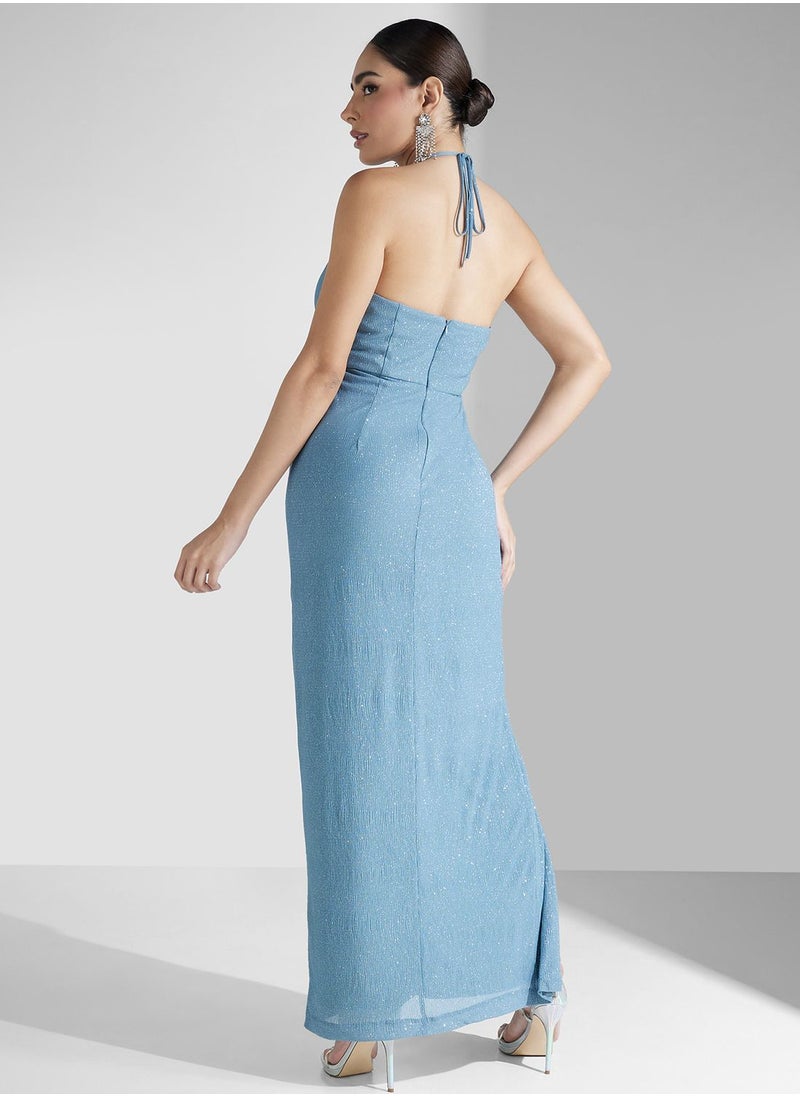 AIDAN MATTOX - Front Slit Ruched Detail Dress - Image 1