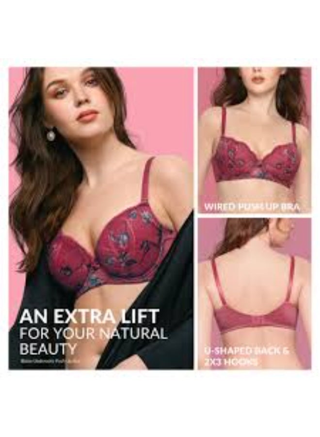 منتجات آفون حمالة صدر بليز مع سلك دانتيل مع حمالة صدر دافعة مع أكواب مصبوبة، - Image 1