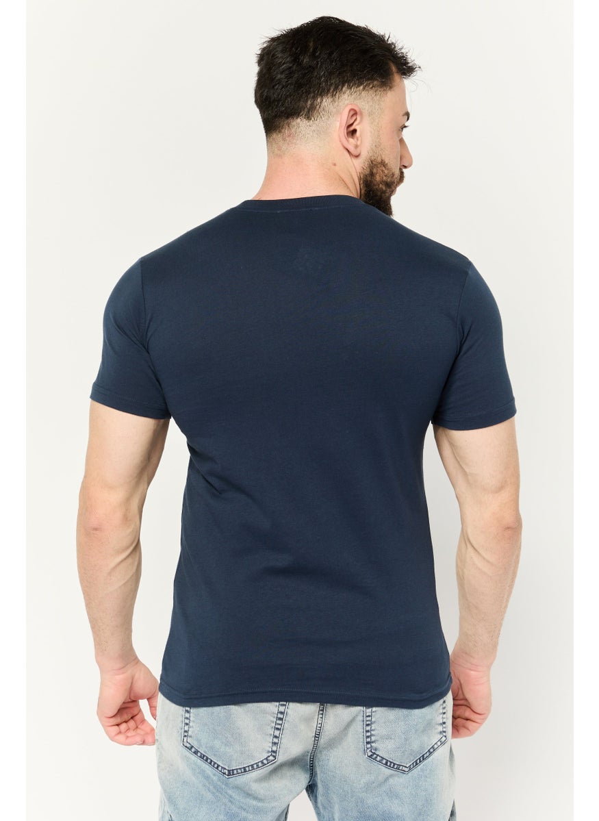 Cavalli Class Men Round Neck Short Sleeve Graphic Print T-Shirt, Navy Combo  - Image 2