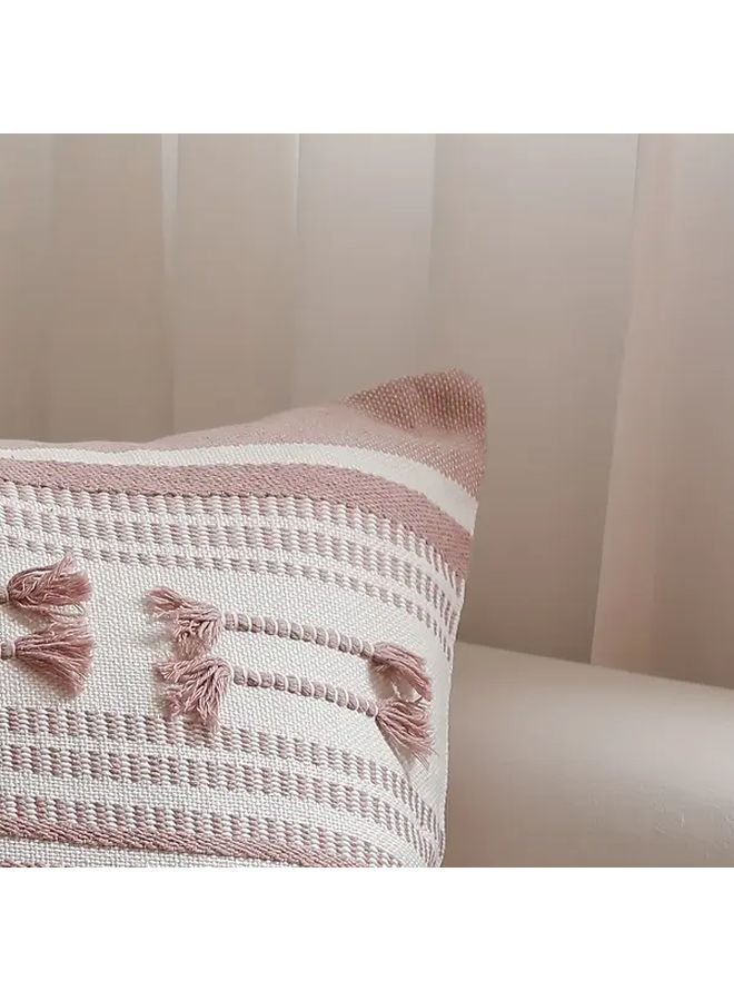 Mira Powder Bohemian Pink Striped Decorative Pillow Cover 19 69x19 69 Inch Unique Cut Out Design Zipper Closure - Image 5