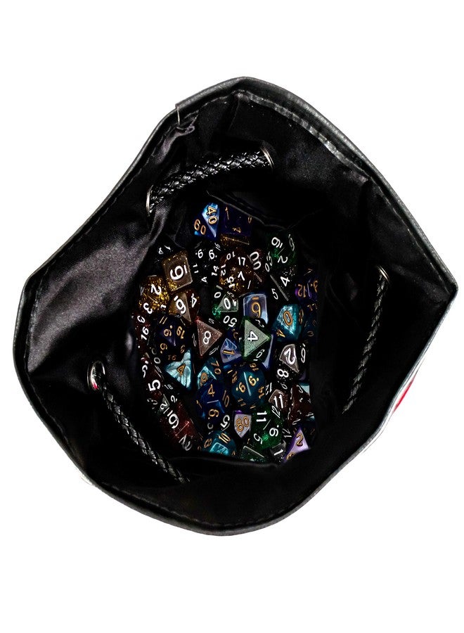 Rogues & Knaves Large Dice Bag with 7 Complete Dice Sets | Dragon DND Dice Bag and 49 Polyhedral Dice | Red Dice Bag with Pockets - Image 5