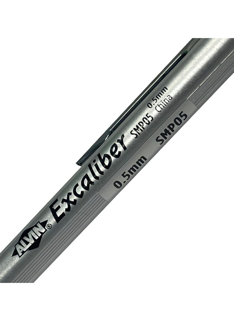 Alvin ALVIN SMP05 Excaliber Mechanical Pencil Silver 05mm AllAluminum Barrel Stainless Steel Front Cone Clip and Removable Cap  - Image 2
