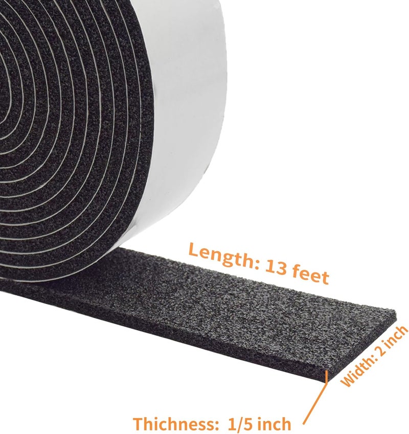 DOBTIM Pipe Insulation Foam Wrap Tape, self Adhesive with high Resilience for Pipe Insulation Wrap 13 Ft Long x 2 Inch Wide x 1/5 Inch Thick - Image 2