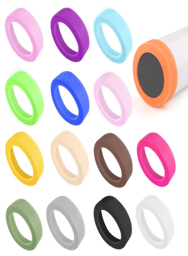 BOSMIOW 15pcs 70mm Silicon Protective Cup Mat,Rubber Cup Sleeve,Heat-Resistant Water Bottle Holder,Insulation Tumbler Protector,Non-Slip Cup Bottom Cover,Mug Coaster,Multicolor - Image 1