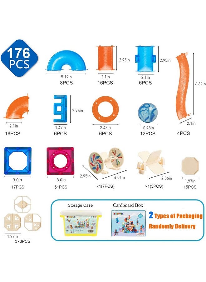 MAGBLOCK Magnetic Tiles 176Pcs Marble Run Race Track Toy Set STEM Educational Building Blocks Child Brain Development Kit Magnet Construction Toys for Boys Girls Kids Age 7 8 9 10+ Years Old - Image 5