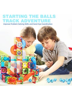 Magblock MAGBLOCK Magnetic Tiles 176Pcs Marble Run Race Track Toy Set STEM Educational Building Blocks Child Brain Development Kit Magnet Construction Toys for Boys Girls Kids Age 7 8 9 10+ Years Old  - Image 2