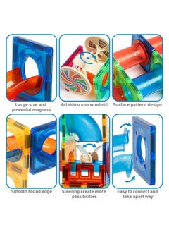Magblock MAGBLOCK Magnetic Tiles 176Pcs Marble Run Race Track Toy Set STEM Educational Building Blocks Child Brain Development Kit Magnet Construction Toys for Boys Girls Kids Age 7 8 9 10+ Years Old  - Image 3