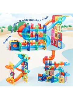 Magblock MAGBLOCK Magnetic Tiles 176Pcs Marble Run Race Track Toy Set STEM Educational Building Blocks Child Brain Development Kit Magnet Construction Toys for Boys Girls Kids Age 7 8 9 10+ Years Old  - Image 4