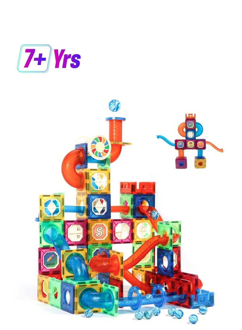 MAGBLOCK Magnetic Tiles 176Pcs Marble Run Race Track Toy Set STEM Educational Building Blocks Child Brain Development Kit Magnet Construction Toys for Boys Girls Kids Age 7 8 9 10+ Years Old - Image 1