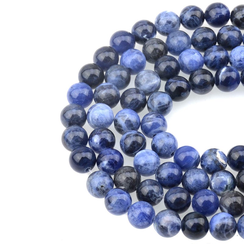 LPBeads 100 قطعة 8 مللي متر خرز سوداليتي أزرق طبيعي أحجار كريمة خرز مستدير فضفاض لصنع المجوهرات بحبل مطاطي كريستالي - Image 1