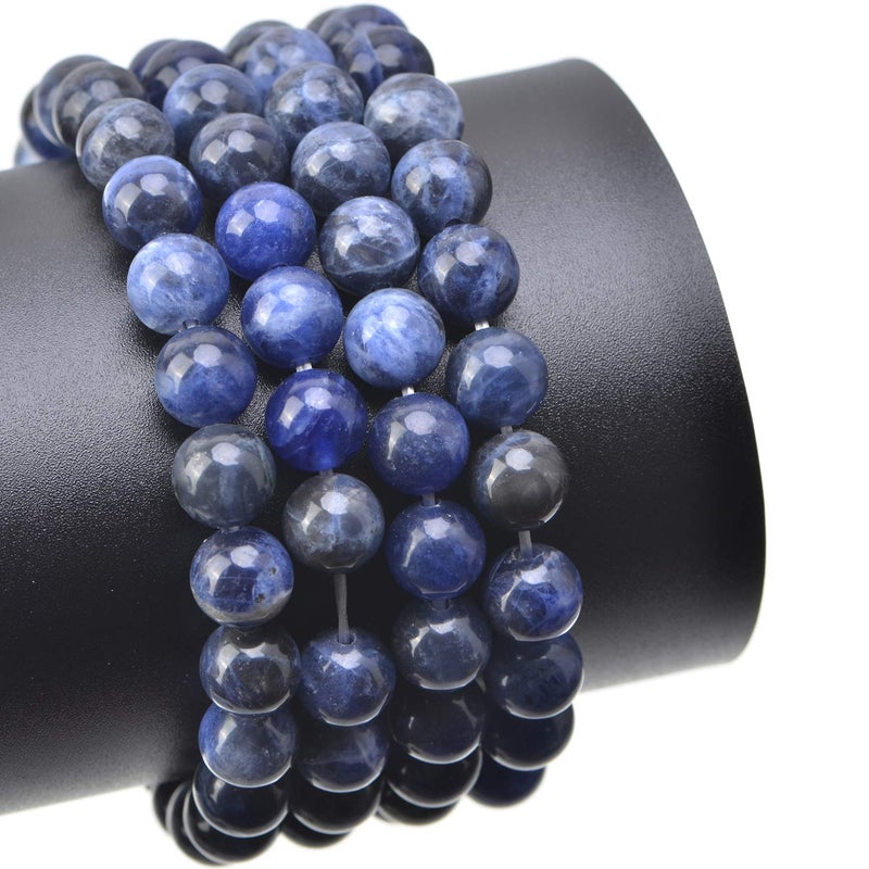 LPBeads 100 قطعة 8 مللي متر خرز سوداليتي أزرق طبيعي أحجار كريمة خرز مستدير فضفاض لصنع المجوهرات بحبل مطاطي كريستالي - Image 4