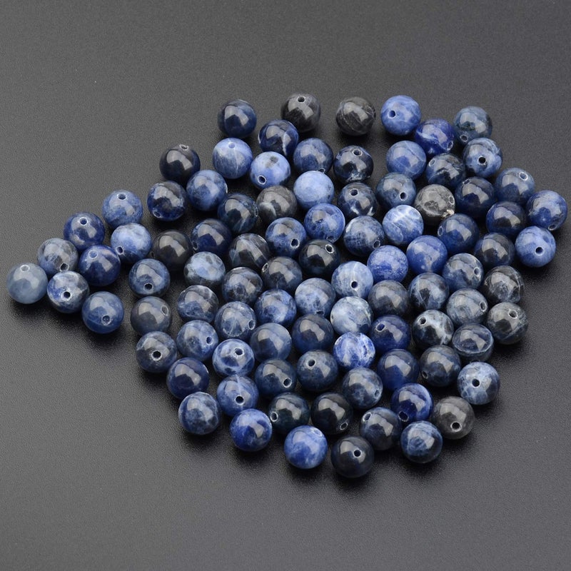 LPBeads 100 قطعة 8 مللي متر خرز سوداليتي أزرق طبيعي أحجار كريمة خرز مستدير فضفاض لصنع المجوهرات بحبل مطاطي كريستالي - Image 3