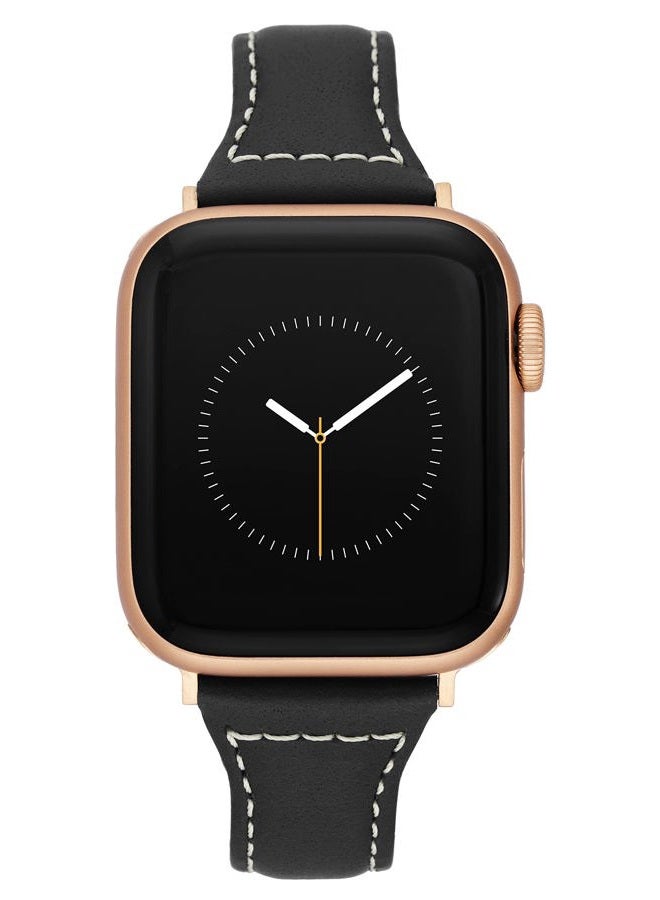 ANNE KLEIN حزام جلد بديل لساعات آبل قابل للتعديل وآمن، بديل حزام ساعة آبل، يناسب معظم المعاصم (42/44/45 مم، أسود) - Image 1