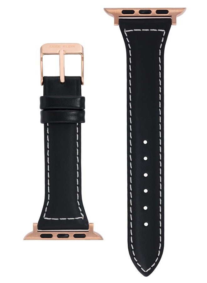 ANNE KLEIN حزام جلد بديل لساعات آبل قابل للتعديل وآمن، بديل حزام ساعة آبل، يناسب معظم المعاصم (42/44/45 مم، أسود) - Image 2