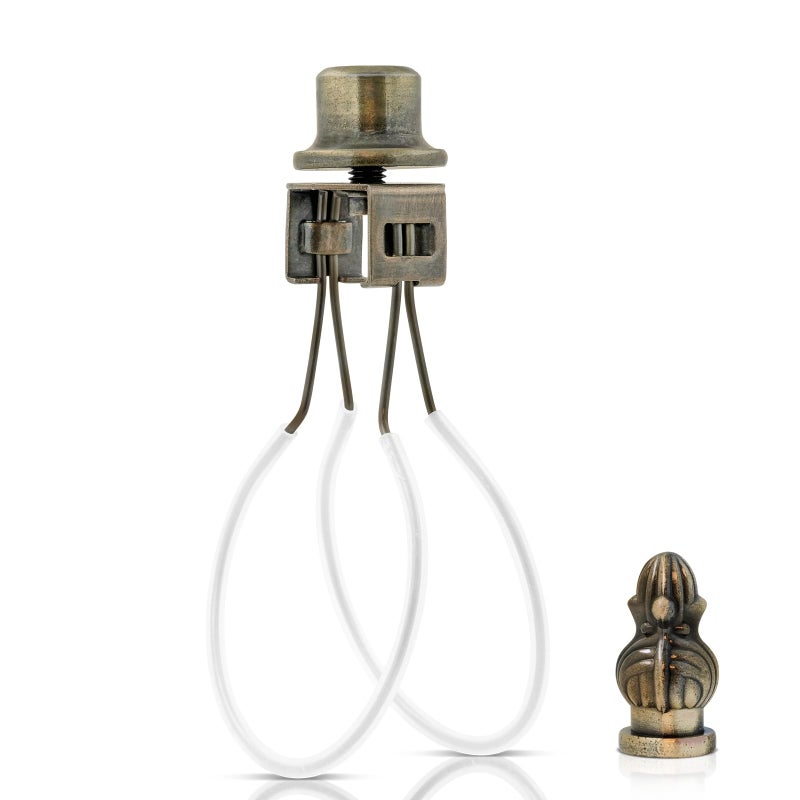 Lamp Shade Light Bulb Clip AdapterLamp Shade Holder with Cap Knob Finial and Silicone LevelersClip on Lampshade Adapter to Keep Lamp Shade in Place Bronze