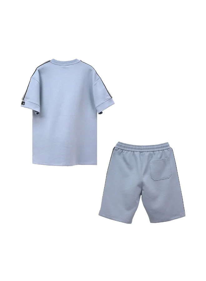 سيدرو Cedro Men's Oversize Graphic Tee & Shorts Set in Blue
