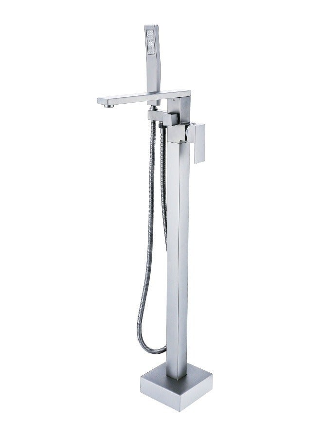 Chrome Floor Standing Square Hot And Cold Bathtub Faucet 